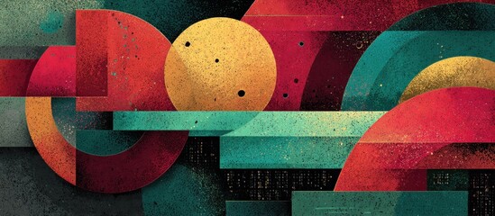 Abstract geometric shapes in warm and cool tones