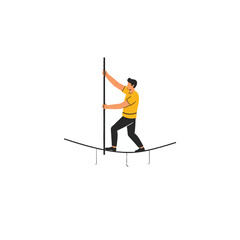 Man balancing on rope illustration, demonstrating resilience, perseverance, and determination in