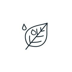 Minimalist depiction a falling raindrop beside natural leaf symbolising pure dew illustration and