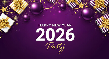Happy new year 2026 party invitation celebration greeting design