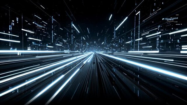 Futuristic digital highway with glowing lines and a dark backdrop for sci-fi projects