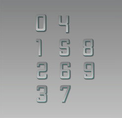 Number silver and gray gradient zero to nine vector
