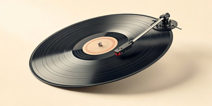 Vintage vinyl record spinning on a turntable for music lovers and classic sound enthusiasts, capturing the essence of retro audio experiences