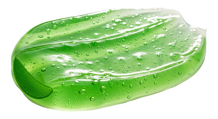 Aloe glossy gel smear radiant clear green glow on white