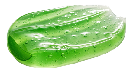 Aloe glossy gel smear radiant clear green glow on white