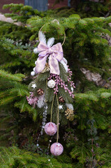 Christmas or New Year's toy hanging close-up