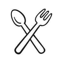 Crossed Spoon and Fork Line Icon