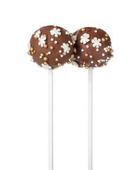 Sweet cake pops isolated on white. Christmas treat