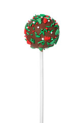 Sweet cake pop isolated on white. Christmas treat