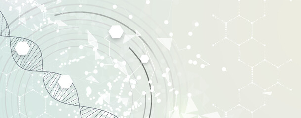 Obraz premium Futuristic DNA science background, connected neural network