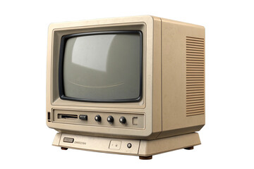 Vintage Retro CRT Monitor Isolated on White Background