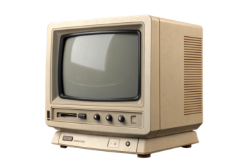 Vintage Retro CRT Monitor Isolated on White Background