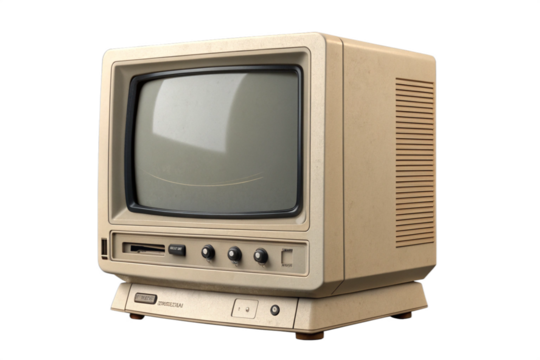 Vintage Retro CRT Monitor Isolated on White Background