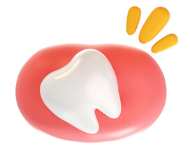 Impacted Wisdom Tooth 3D Icon Pain and Surgical Extraction