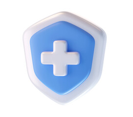 Medical Health Protection Shield 3D Icon Security Concept
