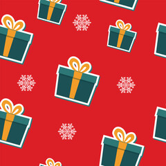 bright geometric seamless pattern with christmas and new year gifts