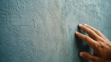 A hand touching the textured wall exhibits appreciation for craftsmanship and design, highlighting the wall's unique texture and surface. - Powered by Adobe