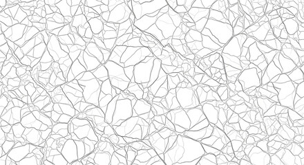 Black and White Abstract Cracked Ice Vector Pattern Geometric Shattered Glass Texture: Line Art Background Mosaic Style Fragments for Coloring and Design