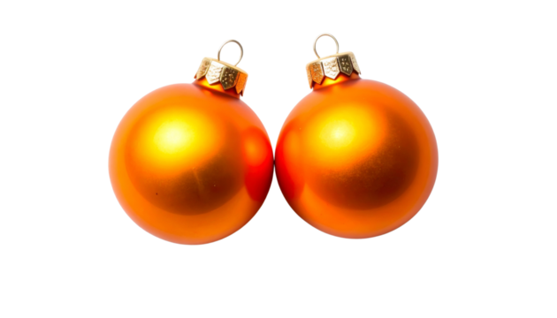Vibrant Orange Christmas Bauble Duo isolated on transparent background