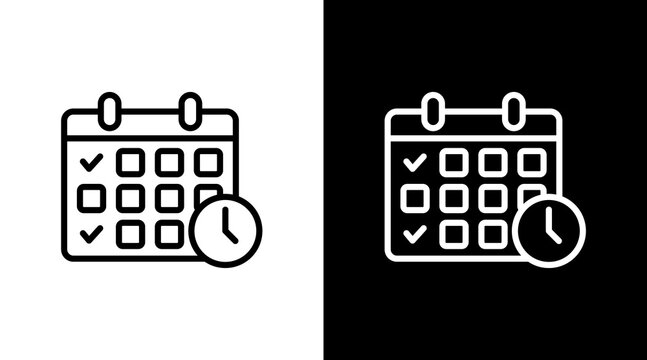 Calendar With Icon Set Design