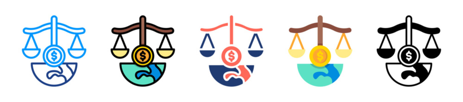 Economic Justice Icon Sheet Multiple Style Collection 