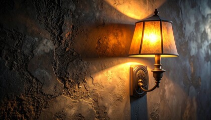 Warm glowing wall lamp in classic lantern style mounted on dark interior wall, creating cozy ambient lighting and elegant home decor.