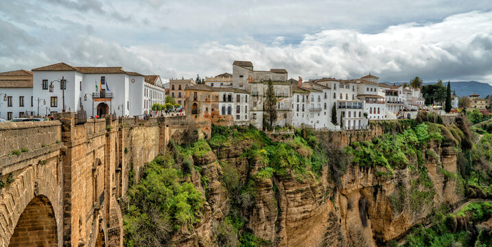 Ronda, Spain. Mirador del Puente Nuevo. Historic town of Andalusia. Travel and tourism beautiful cities of Spain	
