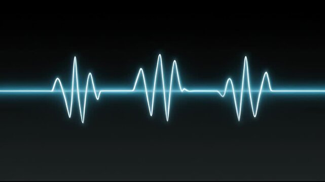 Futuristic science technology concept glowing blue sound wave and abstract digital waveform. dynamic pulse shows frequency and rhythm for vibrant audio communication
