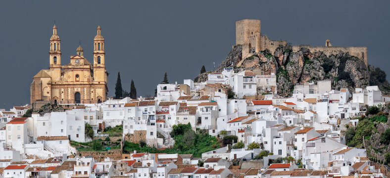 Spain. Olvera.  Andalusia. White beautiful Spanish city. Travel and Tourism
