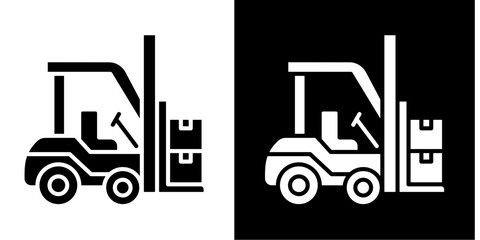 Forklift  Icon Set White Style Collection