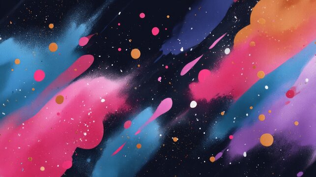 Graffiti style celebration background with bold splashes of color, featuring vibrant hues and dynamic textures, creating an energetic atmosphere for festive occasions