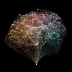 Abstract brain network watercolor effect neural connections science concept human intelligence colorful lines data visualization creative thinking digital art