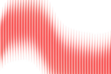 Abstract red vertical lines forming a wave glass effect pattern on white background