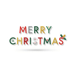 Festive Merry Christmas Typography with Colorful Decorative Elements.