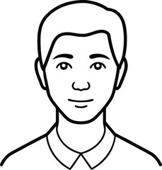 Full Face Front View Portrait Line Art Transparent Background