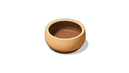 Isolated wooden bowl illustration on a white background art design