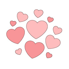 Cute Pink Hearts Cluster Illustration for Love, Romance, and Valentine's Day