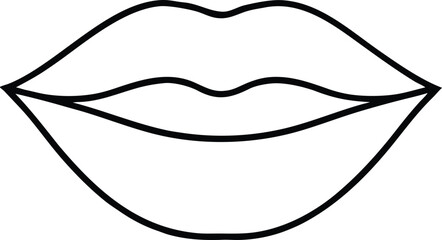 Lips and nose outline line art with transparent background