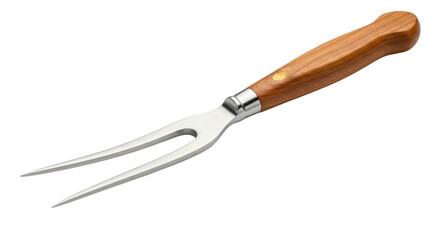 Fototapeta premium Stainless Steel Carving Fork with Wooden Handle Isolated Cutout Transparent PNG