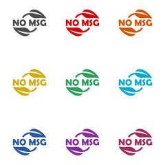 No MSG, MSG free icon isolated on white background. Set icons colorful