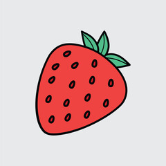 Isolated Strawberry Fruit Vector Graphic Design Featuring Green Leaves and Red Seeds Perfect for Summer Designs and Nutrition Education and Food Themed Projects