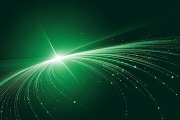 Abstract Green Light Streaks and Particles on Dark Background