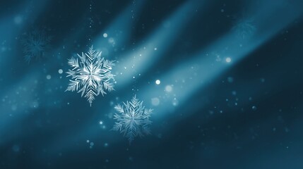 Winter Wonderland: Blue Background with Floating Snowflakes and Soft Light Effects