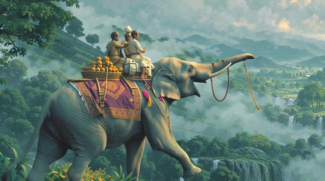 war elephant moving with people