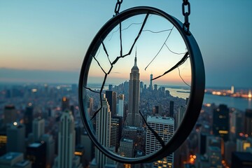 A City Skyline Reflected in a Broken Mirror: Capturing the Unpredictable Chaos of the Stock Market