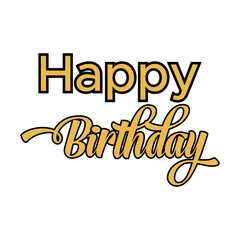 Happy Birthday Typography Design, Modern Lettering Greeting Card, Birthday Wishes Text Art