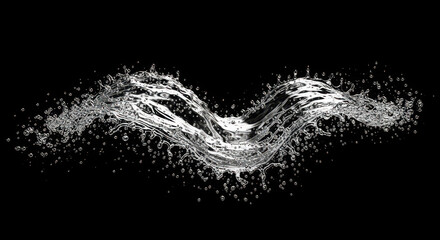 Dynamic water splash creating an active wave motion with scattering droplets