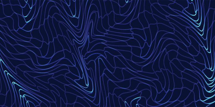 Abstract Lines, Blue Curvy Shapes, Thin Bright Visual Elements, Use for Cool Wallpaper, 164 characters