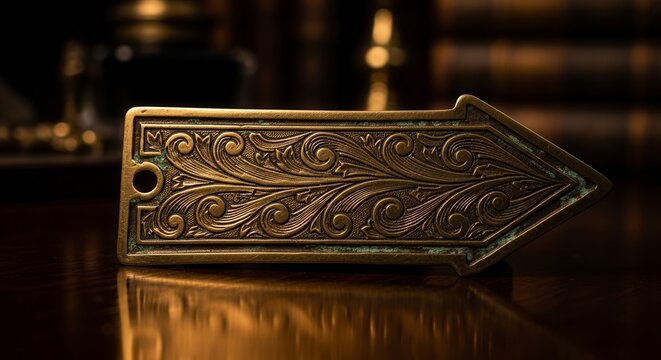 Ornate Golden Arrow Sign Directing The Path To A Distant, Intriguing Destination - Powered by Adobe