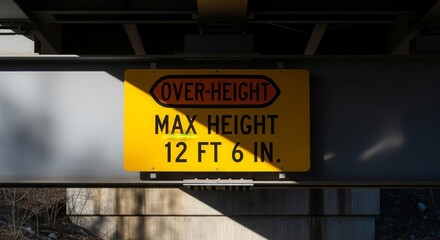 Overheight Sign With Warning: Clearance Limitation On Roadway Infrastructure Under a Bridge
